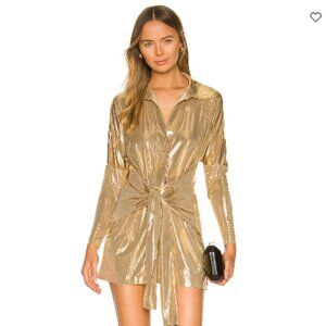 TY Front Norma Kamali Shirt Mini Dress - Gold - Size S